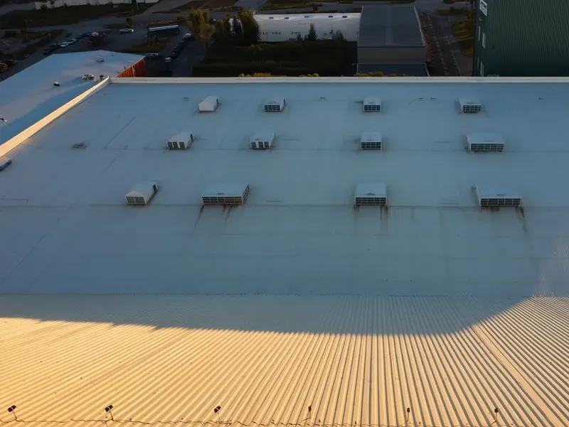 Low-slope commercial roof and rooftop equipment in Greater St Louis.